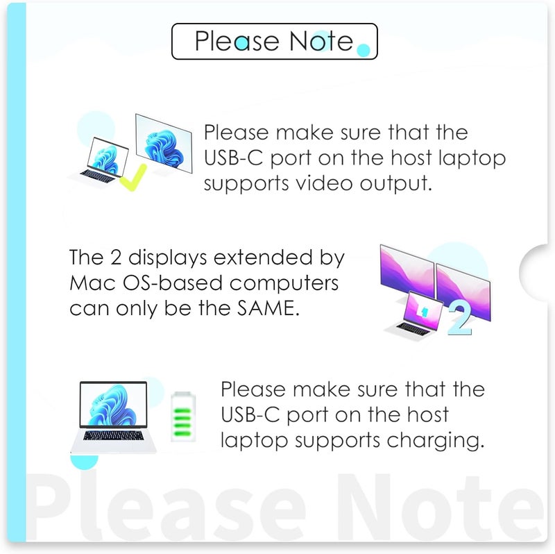 WAVLINK Laptop Docking Station, 10Gbps Docking Station with Dual HDMI, 100W PD in, 10Gbps USB-A/C 3.2, 5Gbps USB-A, USB2.0, Gigabit Ethernet for Dell/HP/Lenovo etc, Windows Systerm Computer Only - Image 5
